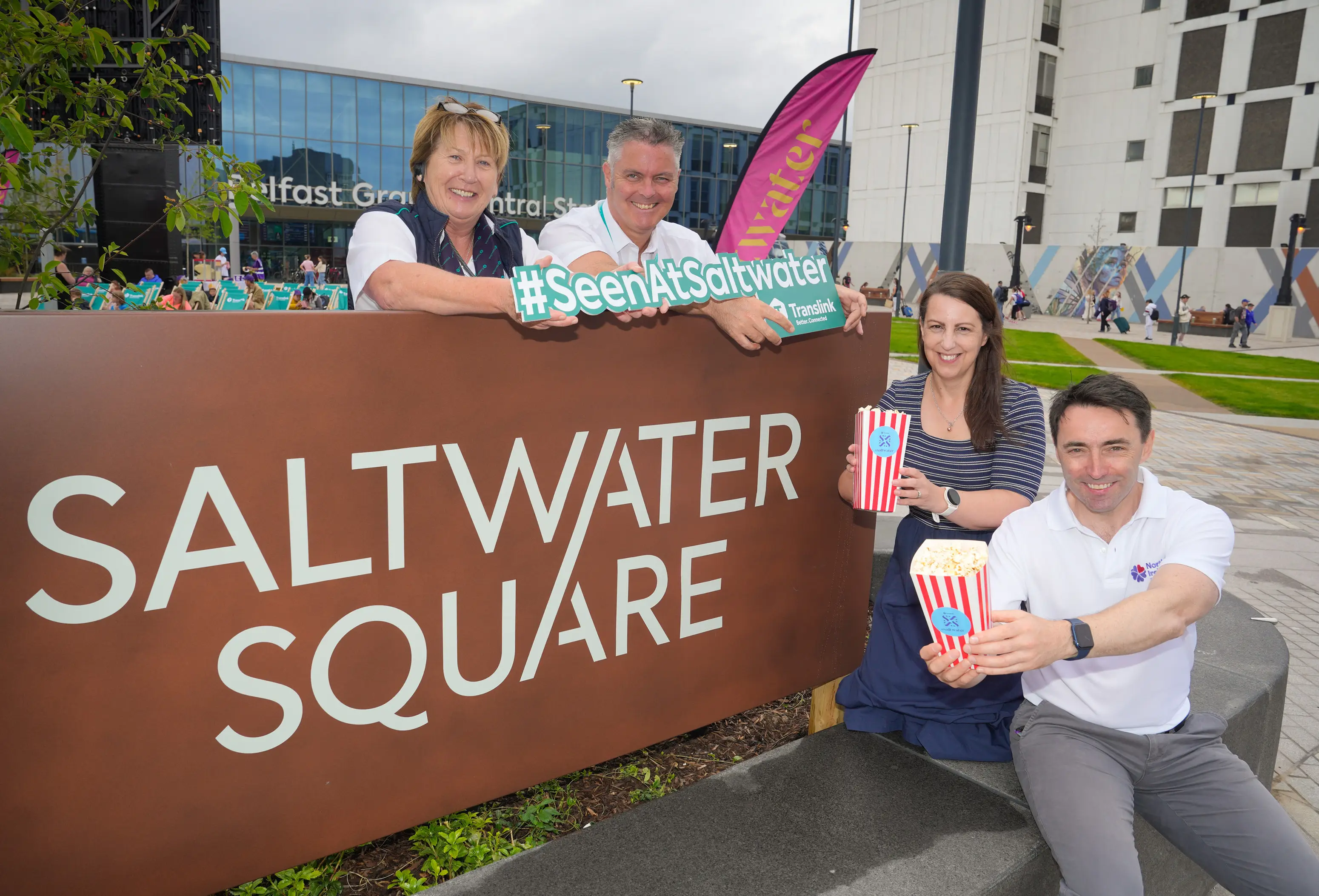 A photo from the official opening of Saltwater Square at Belfast Grand Central Station.