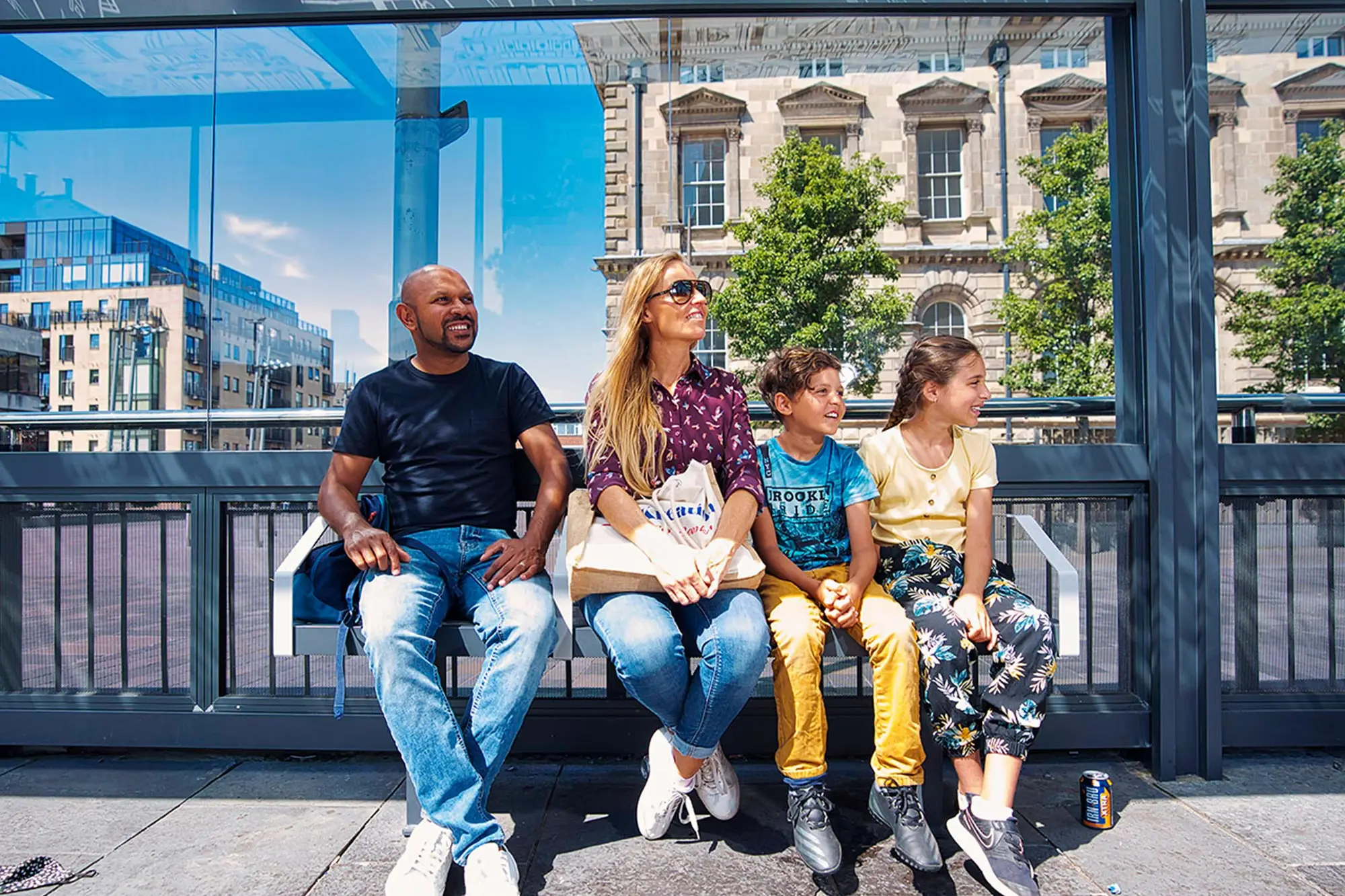bus stop summer family bus stop summer family