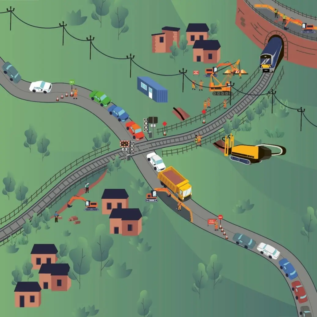 Third Party Works Graphic A graphic showing works near a railway line.