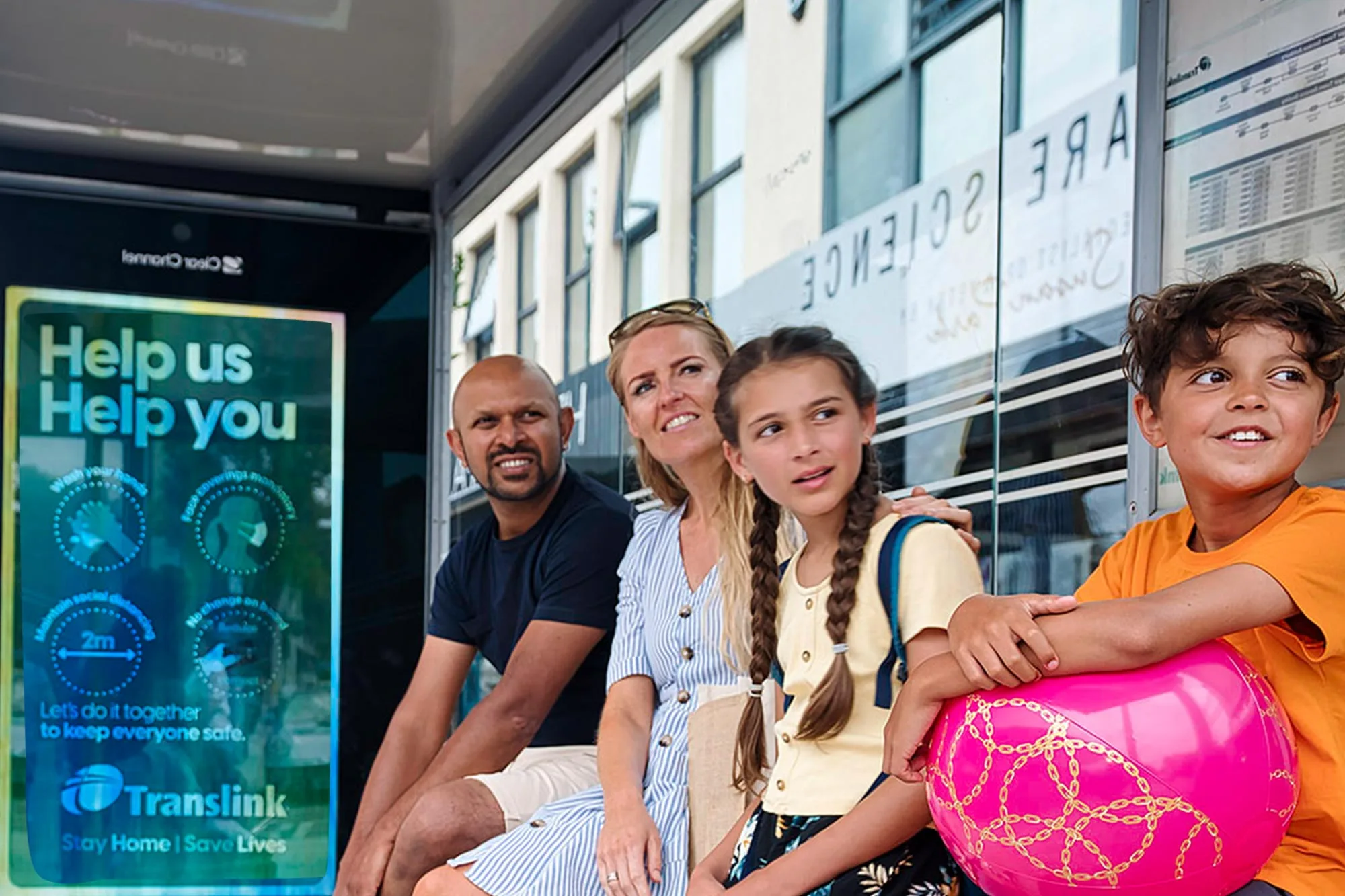 bus stop summer family bus stop summer family